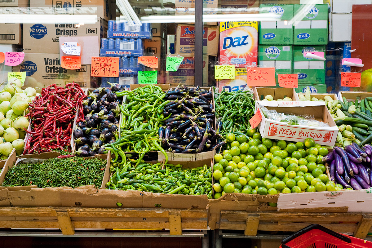 Vegetables for sale at Worldwide Stores, Rusholme