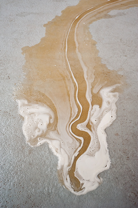 Beer runoff on the floor of Black Isle Brewery