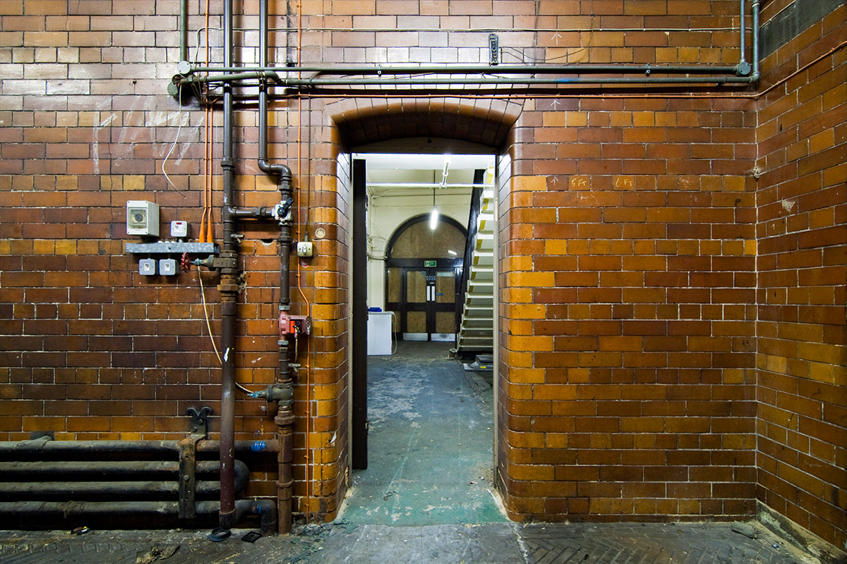 Ceramic bricks on the ground floor of the depot