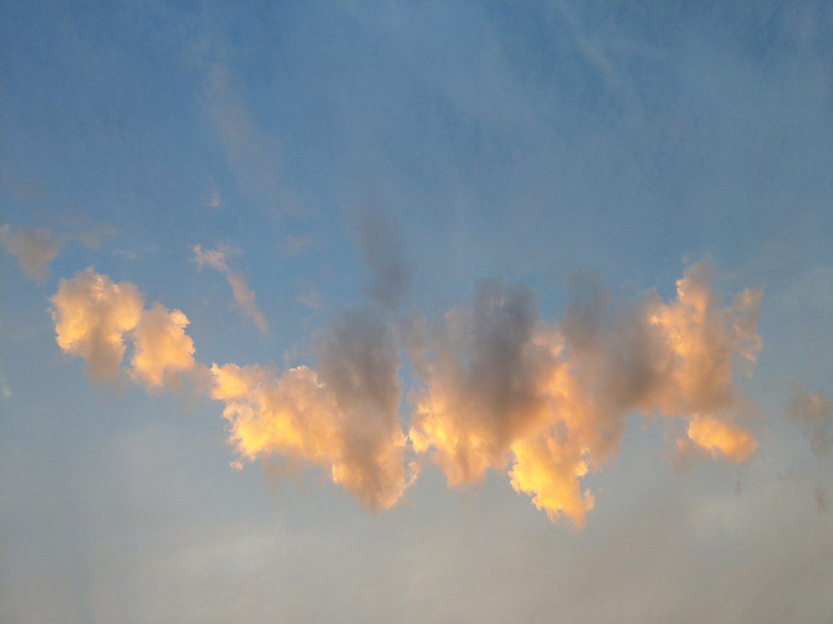 Clouds lit by the setting sun