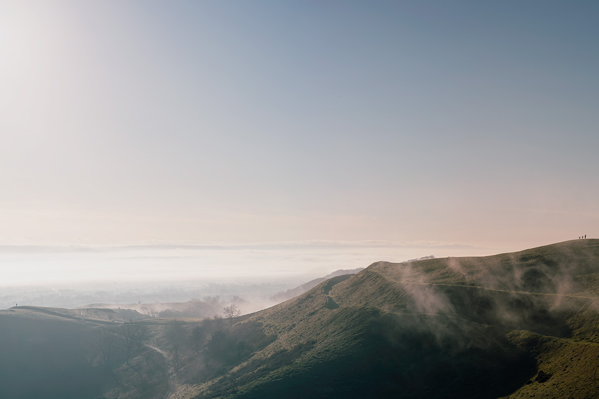 Panorama of the British Camp Iron age earthworks from Malvern Beacon