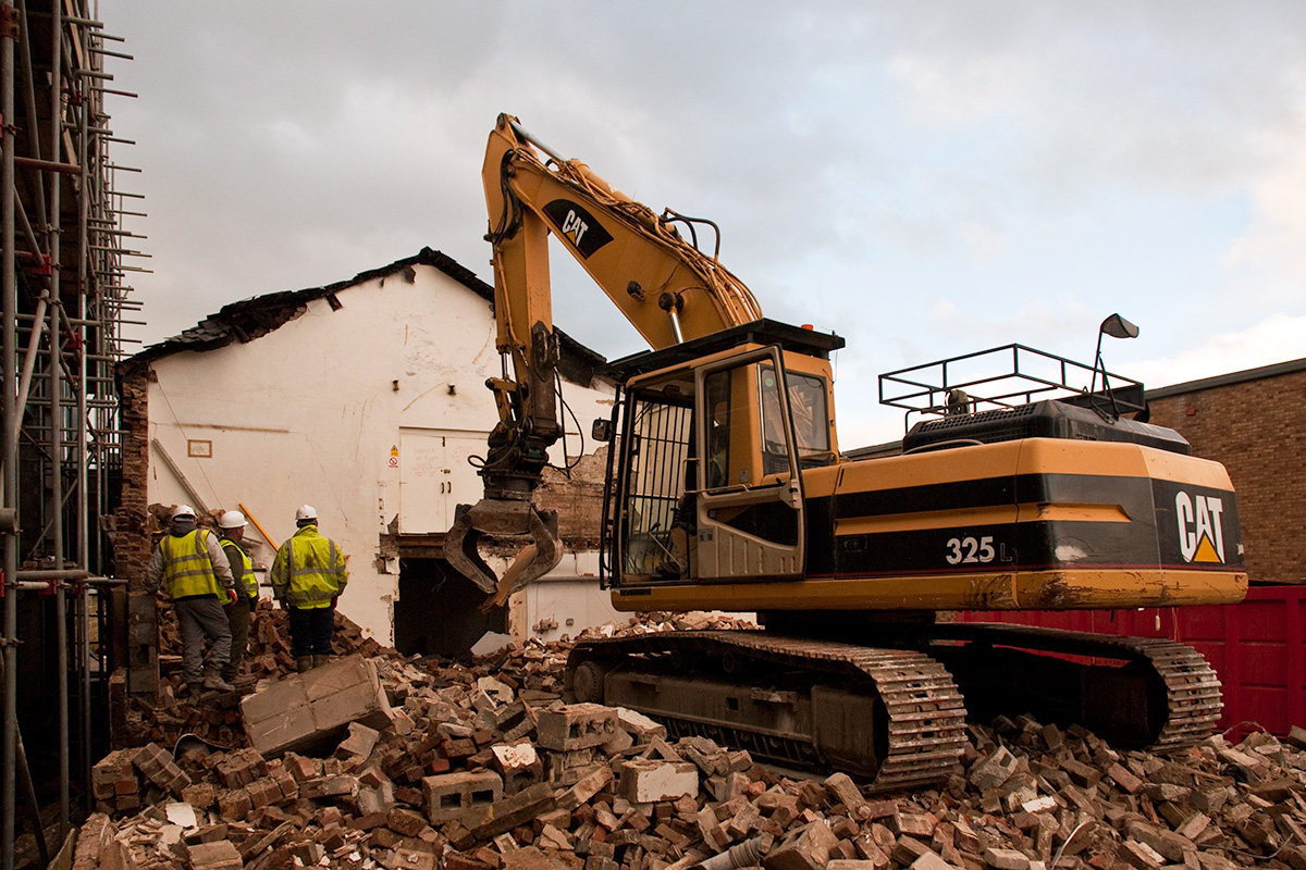 The demolition of Moorhouse's old brewery