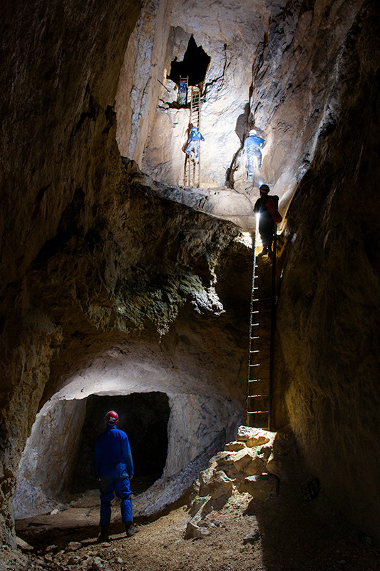 The main stope of Hendre Spar Mine