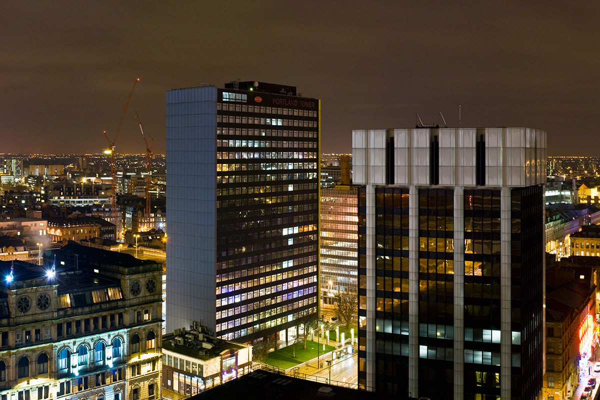 The area surrounding Portland Street, viewed from the Ramada hotel