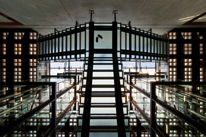 Looking up through the stairs at Manchester Art Gallery