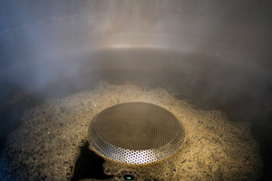 Wort inside the copper at Marble Beer's new brewery