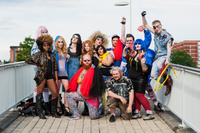 The cast and crew of a Tranarchy promotional video