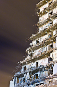 A part demlished tower block that formed part of Hope Hospital, Salford