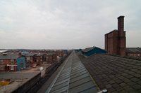 The view from the clocktower of Princess Road Bus Depot, looking across Moss Side