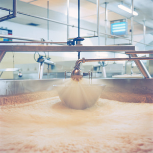 An open fermenting vessel sparging at Robinson's Unicorn Brewery, Stockport