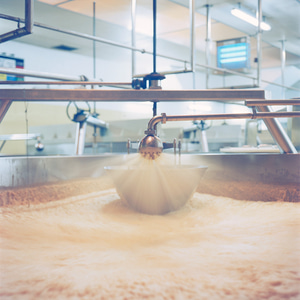 An open fermenting vessel sparging at Robinson's Unicorn Brewery, Stockport