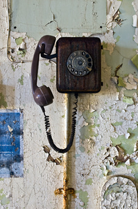 A Dictomatic telephone on the wall of the occupational therapy block of West Park asylum, Epsom