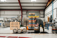 Colin Stronge washing casks at Black Isle Brewery