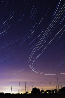 Startrails and landing aeroplanes over the course of 40 minutes near Manchester Airport
