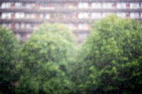 The Barbican Estate, London during heavy rain