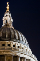 The dome of St Paul's Cathedral, London at night