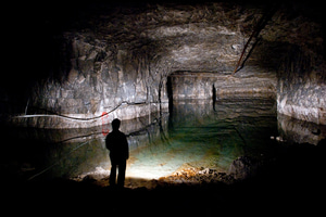 The flooded bottom level of Middleton Mine