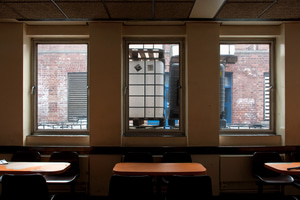 The break room/dining area